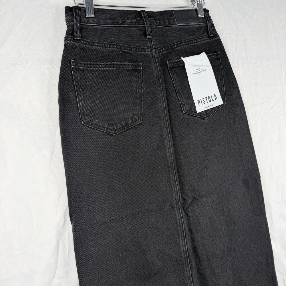 Pistola ALICE Los Angeles Black Denim Midi Skirt HIGH RISE SZ-26-NWT Cotton - Picture 7 of 16